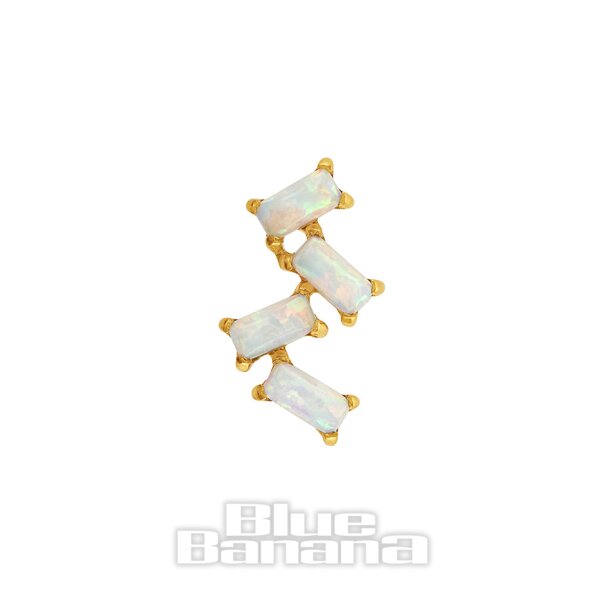 Blaues Bananen-Plasma-Gold-Zick-Zack-Oberteil aus synthetischem Opal ohne Faden (Gold)| Körperpiercing-Schmuck