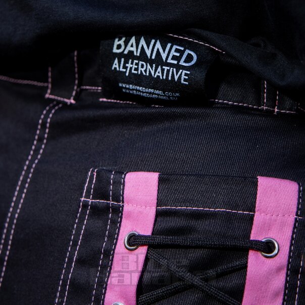 Banned Strappy Paxt Trousers (Black/Pink) | Blue Banana