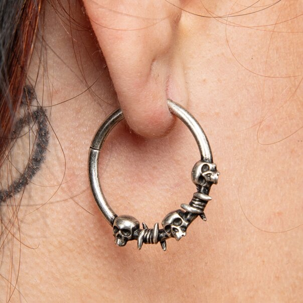 Blue Banana Surgical Steel Skulls Clicker (Silver/Copper) | Body Piercing Jewellery