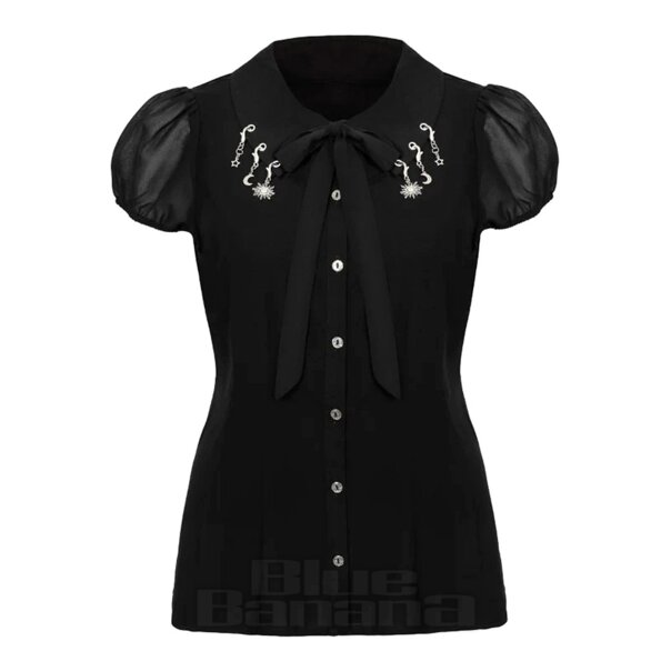 Hell Bunny Charming Blouse (Black) | Blue Banana