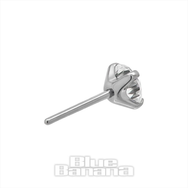 Blue Banana Titanium Lab Diamond 3mm Threadless Top (Silver) | Blue Banana Piercing