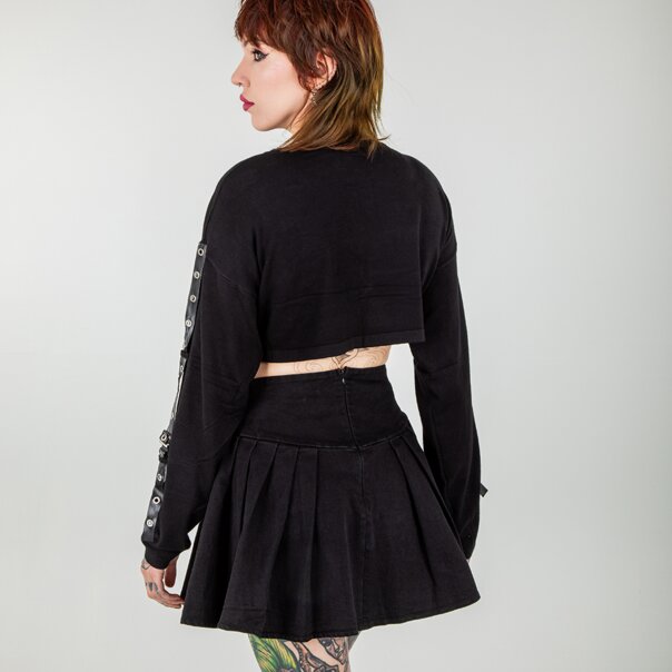 Banned Crossbound Crop Jumper (Black) | Banned Alternative Clothing