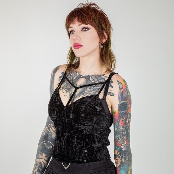 Banned Sanctum Velvet Vest Top (Black) | Banned Alternative Clothing