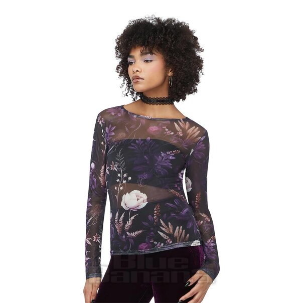 Killstar Wrenwell Mesh Top (Purple) | Killstar Clothing