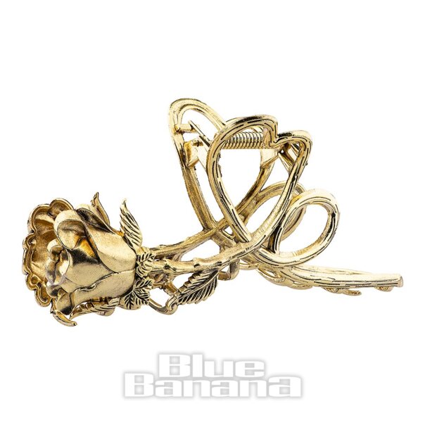 Blue Banana Rose & Thorn Hair Clip (Antique Gold) | Alternative Accessories