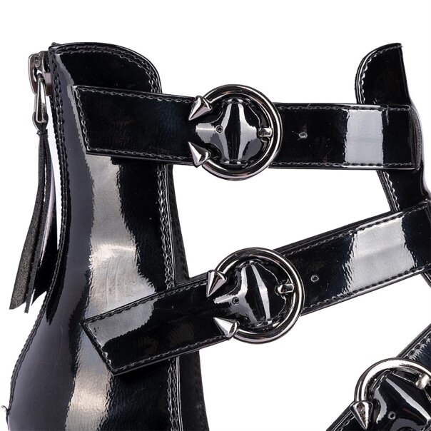 Bleeding Heart Patent Strap Sandals (Black) | Alternative Footwear