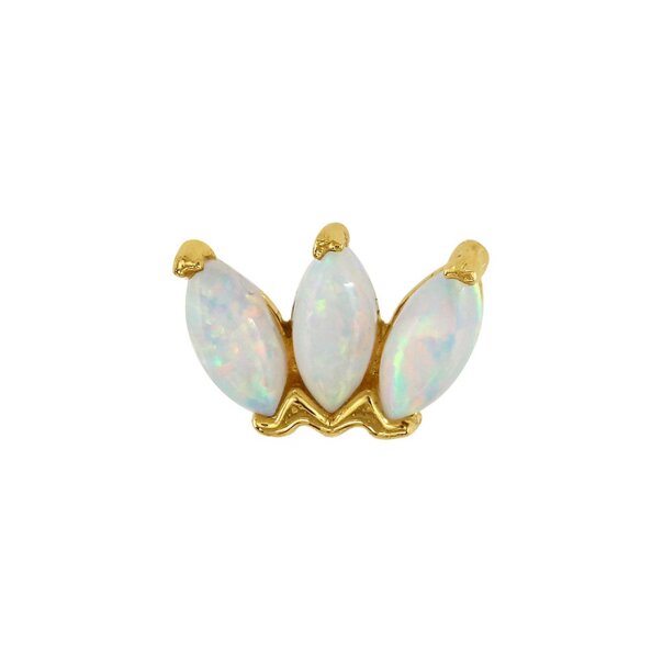 Blue Banana 14K Gold Opal Trio Threadless Top (White Opal)