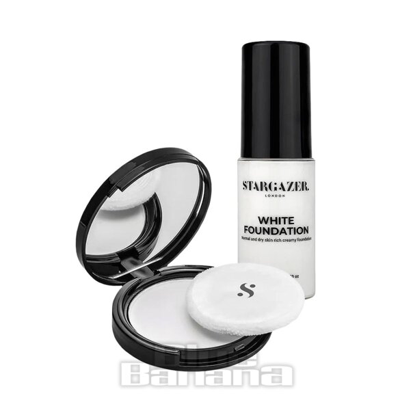 Pack de base de maquillaje líquido y polvos compactos de Stargazer (Blanco)