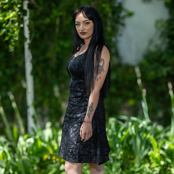 Jawbreaker Cat Front Zip Mini Dress (Black) | Alternative Fashion, Goth Clothing