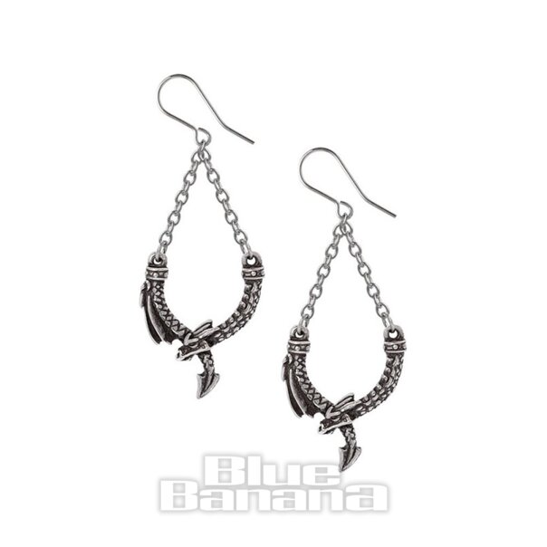 Alchemy Gothic Dragons Lure Drop Earrings (Silver) | Alternative Fashion, Goth Clothing