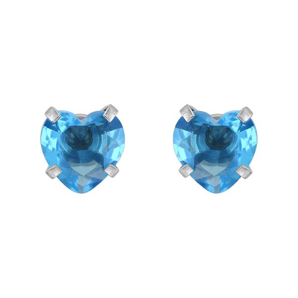 Blue Banana Surgical Steel Cubic Zirconia Heart Stud Earrings (Aqua) | Blue Banana