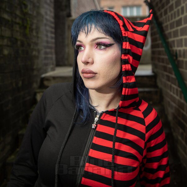 Banned Shiori Black & Red Front Zip Up Hoodie | Gothic Jumpers
