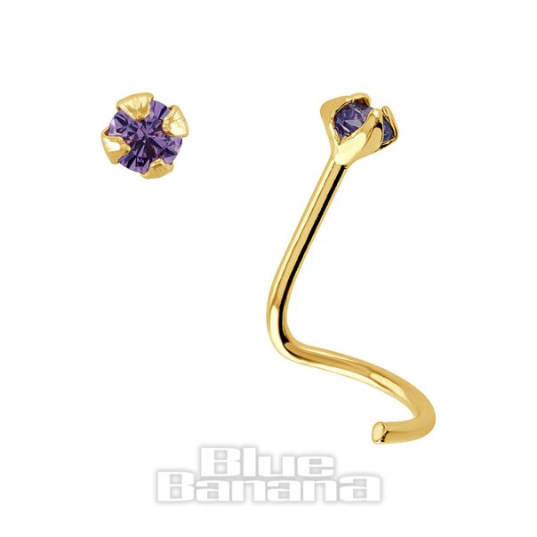 Blue Banana 14K Gold 2Mm Nasenstecker (Heller Amethyst) | Blue Banana
