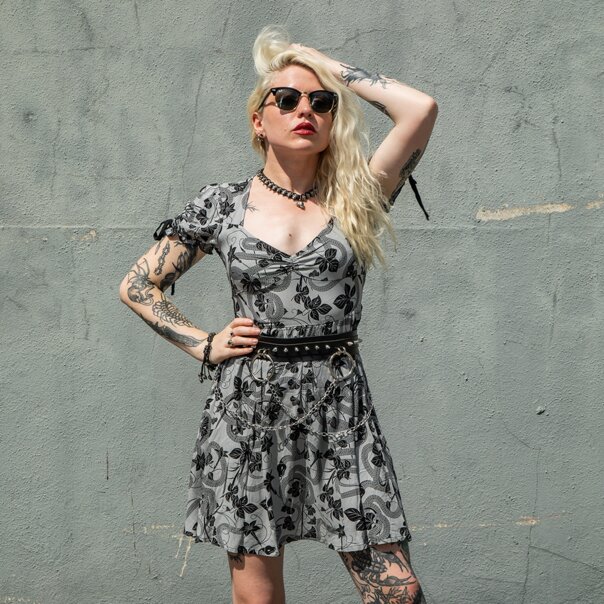 Killstar Venomous Rose Dress (Gray) | Alternative Fashion, Goth Clothing
