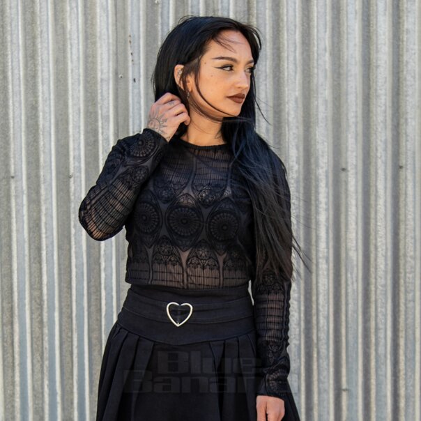 Hell Bunny Mea Culpa Top (Black) | Alternative Long Sleeved Tops