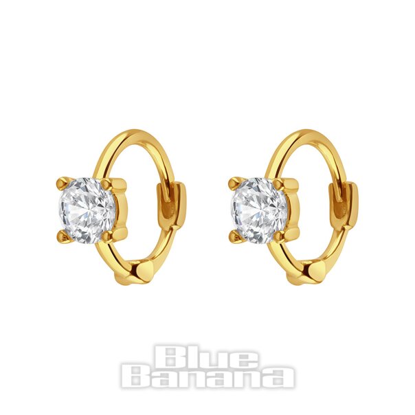 Blue Banana Vergoldet Quadratischer Kristall  Clicker-Hoops (Paar)| Body Piercing Jewellery
