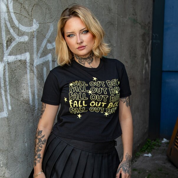 Camiseta corta Fall Out Boy Repeat (Negra) | Camisetas cortas de grupos musicales