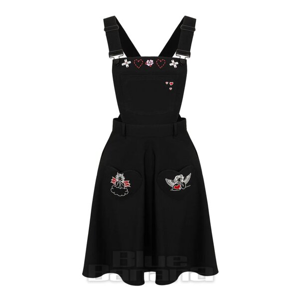 Hell Bunny Cupid Latzkleid (Schwarz) | Alternative Latzkleider