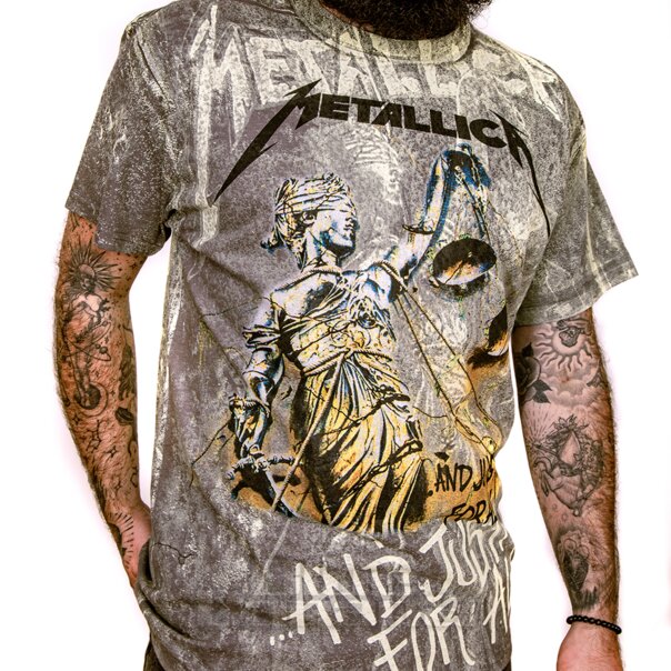 T Shirt Justice Neon Metallica (Grigio) | Merchandising della band IT