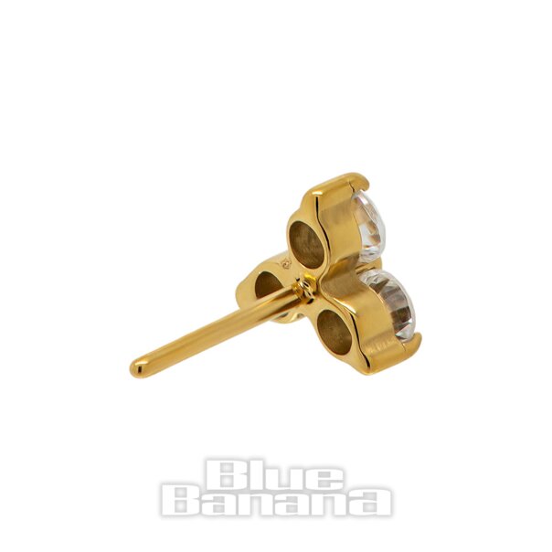 Blue Banana Plasma Gold Trio Lab Diamond 3.5mm Threadless Top (Gold) | Blue Banana Piercing