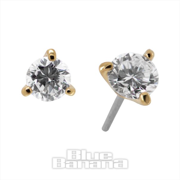 Blue Banana 18K Gold Lab Diamond 2.5mm Threadless Top (Gold) | Blue Banana Piercing