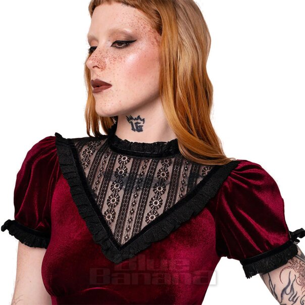Hell Bunny Mourning Dress (Burgundy) | Blue Banana