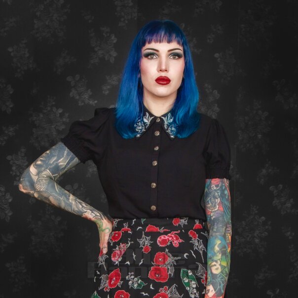 Hell Bunny Mischief Bluse (Schwarz) | Blue Banana