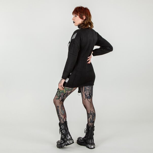 Banned Twisted Batfall Dress (Black/Grey) | Alternative Knits | Autumn Fashion