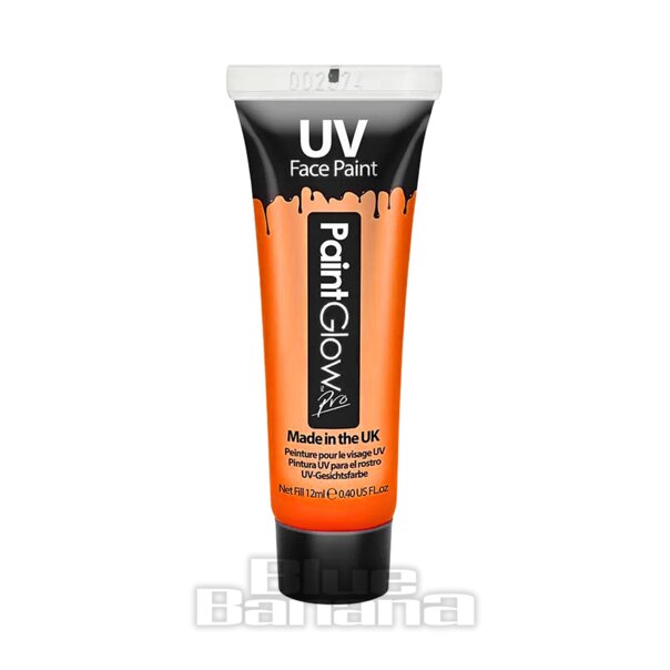 Paintglow UV Orange Face & Body Paint (12ml) | Paintglow Blue Banana Makeup