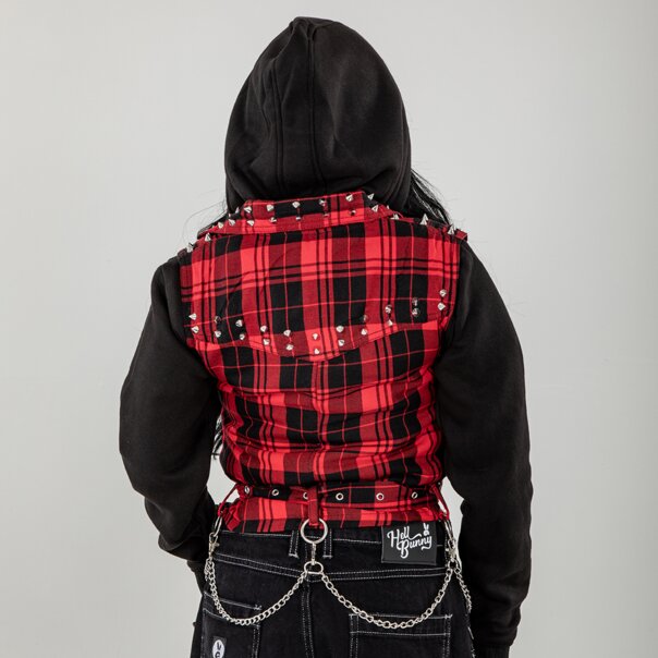 Heartless Evilyn Red & Black Check Jacket | Blue Banana UK