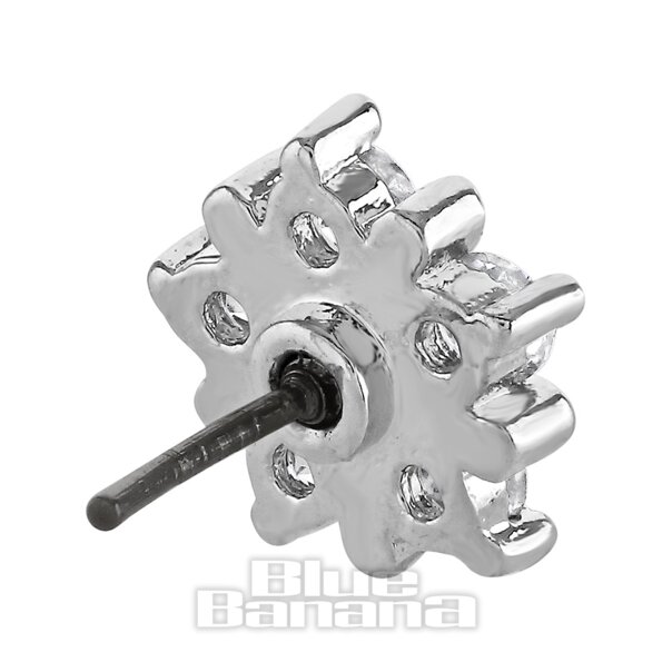 Blue Banana Poliertes Titan, 1,2 X 8 Mm, 3-Sternig, Rund Fadenloses Labret (Silber) | Blue Banana