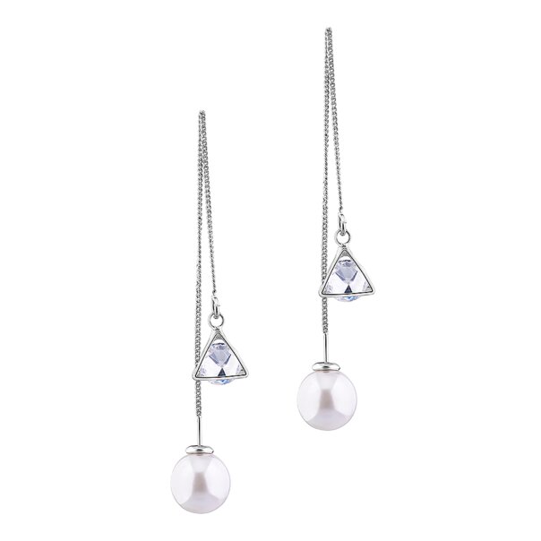 Blue Banana Triangle Cubic Zirconia Earrings (Silver) | Gothic Earrings