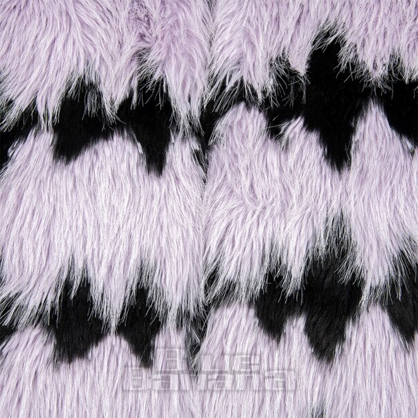 Blue Banana Gestreifter Kunstpelzmantel (Flieder/Schwarz) | Blue Banana