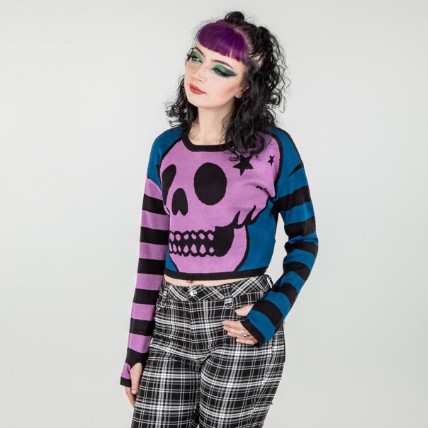 Banned Voidstar Crop Jumper (Purple) | Banned Alternative Clothing
