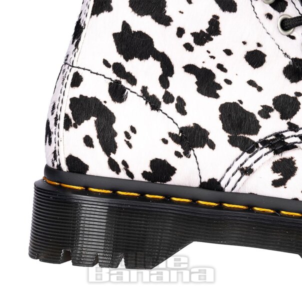 Dr Martens 1460 Bex Dalmatian Hair-On Leather Boots (Black/Cream) | Dr Martens Boots