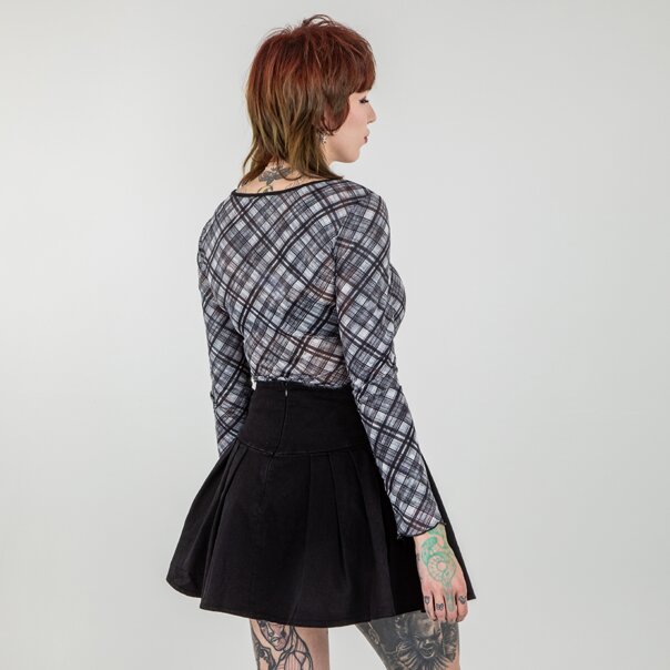 Banned Cupid Clash Mesh Top (Black & White) | Banned Alternative Clothing