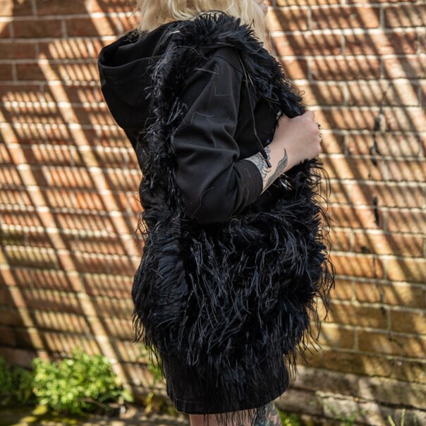 Blue Banana Long Fur Bag (Black) | Alternative Accessories