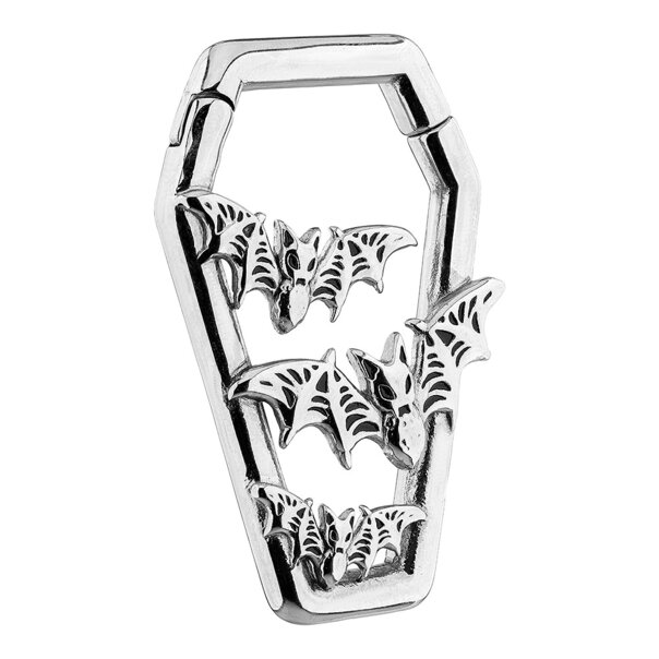 Blue Banana Surgical Steel Coffin & Bats Clicker (Silver) | Body Piercing Jewellery