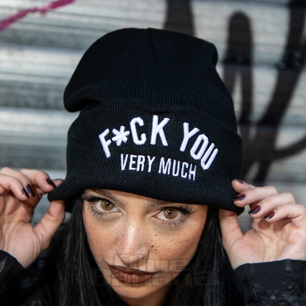 F*CK You Beanie Hat, Black Gothic Headwear | Blue Banana UK