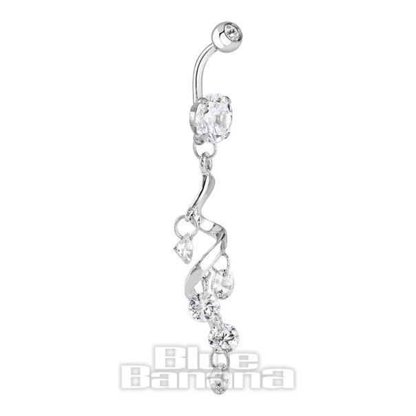 Blue Banana Surgical Steel 1.6mm Gems Navel Bar (Crystal)