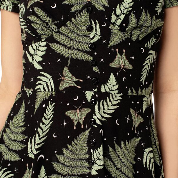 Hell Bunny Gaia Midi Dress (Black/Green) | Alternative Fashion, Goth Clothing