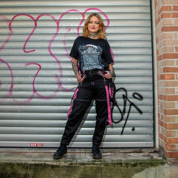 Banned Strappy Hose (Schwarz/Rosa) | Blue Banana