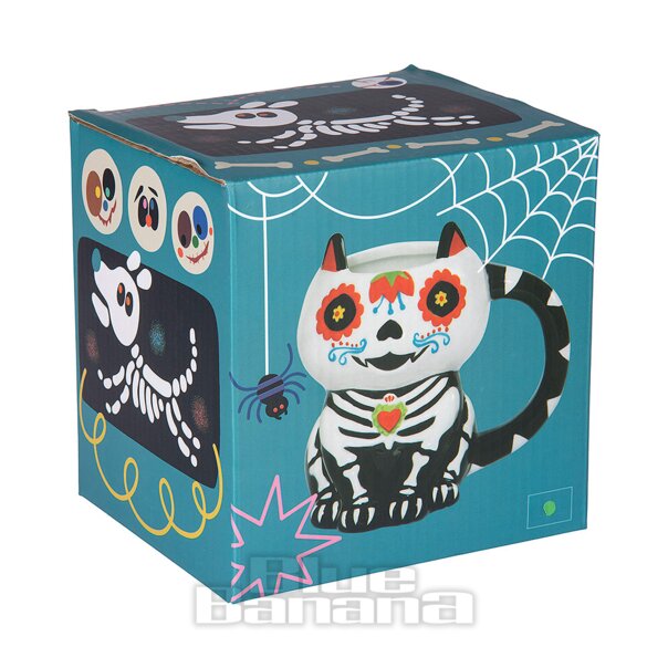 Blue Banana Gato Del Día De Los Muertos Taza (Multicolor) | Blue Banana