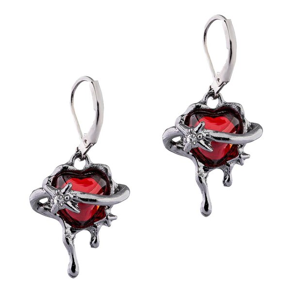 Boucles d'oreilles Blue Banana Bleeding Heart Embrace (Argent) | Mode alternative, vêtements gothiques