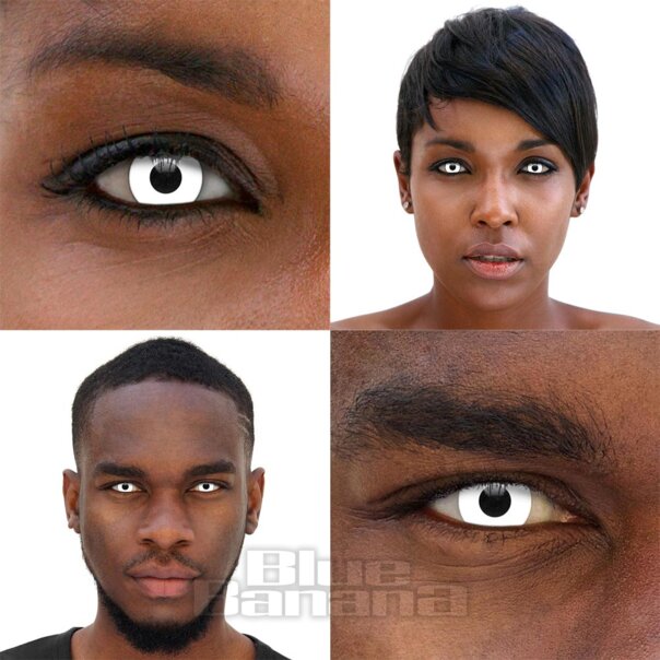 Lentilles de contact blanches réutilisables Halloween 30 jours, lentilles colorées Royaume-Uni