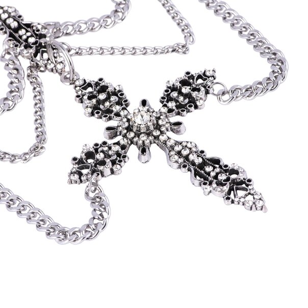 Halsband mit blauen Bananenspitzen und Kreuzen (Schwarz) | Alternative Accessoires