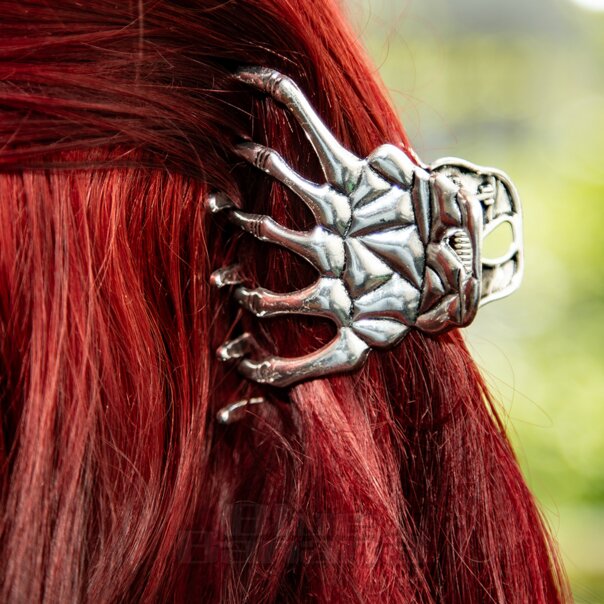Blue Banana Skeleton Hand Grip Hair Clip (Silver) | Alternative Hair Accessories
