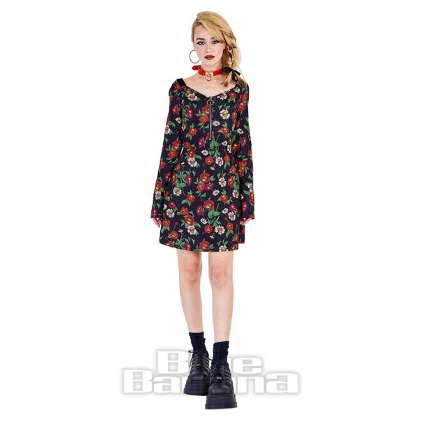 Jawbreaker Flower Skull Mini Dress (Black) | Blue Banana