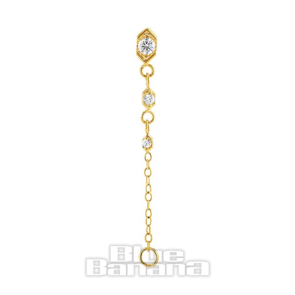 Blaues Bananen-Plasma-Gold, 1,2 x 8 mm, dreifache Edelsteinkette, fadenloses Labret (Gold) | Körperpiercing-Schmuck