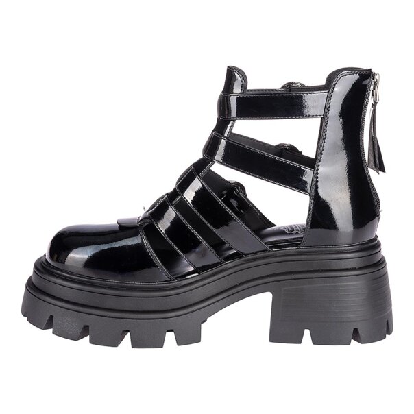 Bleeding Heart Patent Strap Sandals (Black) | Alternative Footwear
